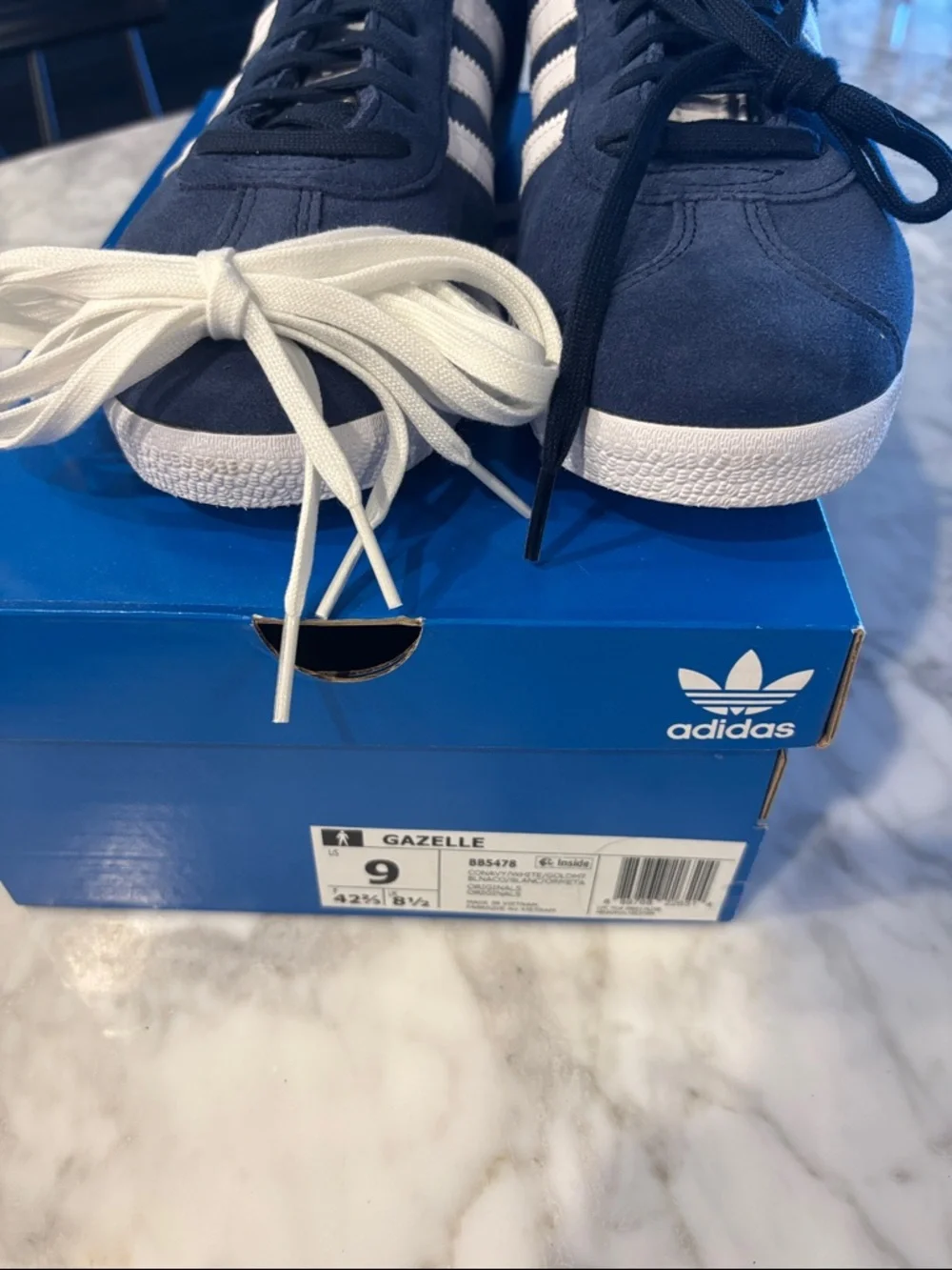 adidas Navy and White Suede Gazelle Sneakers, M9